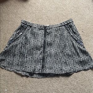 BCBGeneration Black & White Dot-Print Zip-Front Women's Skirt with pockets